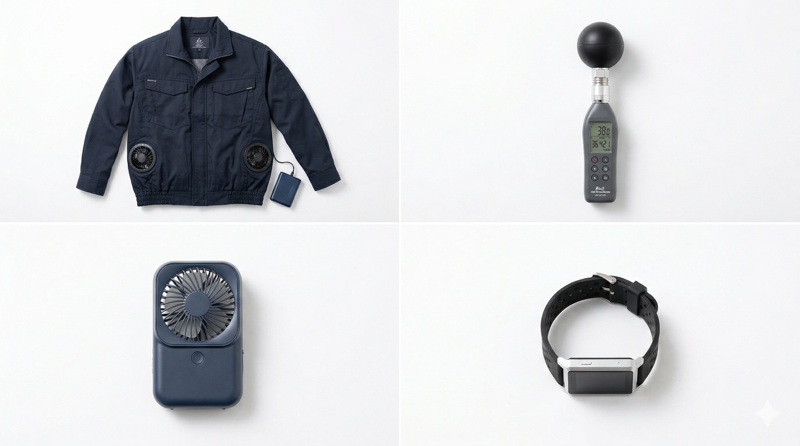 熱中症対策の補助対象グッズ - 空調服・WBGT計・スポットクーラー・ウェアラブルデバイス